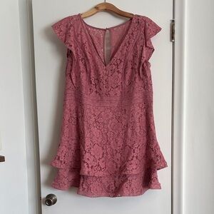 City Chic Sienna Dress - Rose Pink